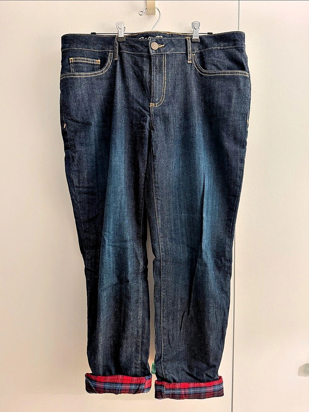 Eddie Bauer Flannel Lined Boyfriend Relaxed Jeans Size 14